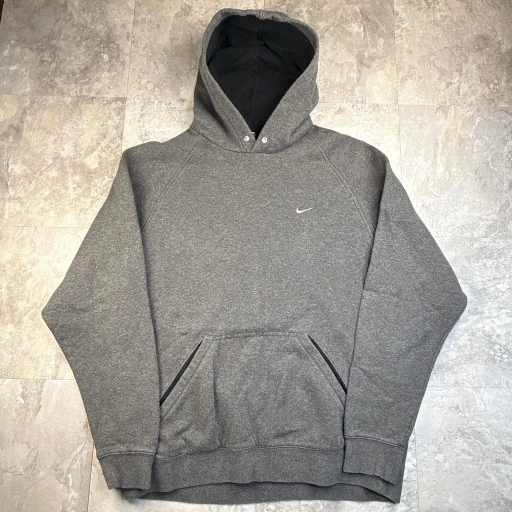 Vintage Gray Nike Swoosh Embroidery Hoodie XL